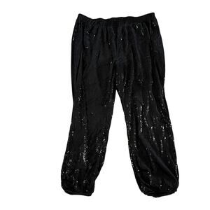 NWT Ashley Stewart Plus Black Sparkle Sequin Jogger Pants Wmn’s 26 NYE Holiday